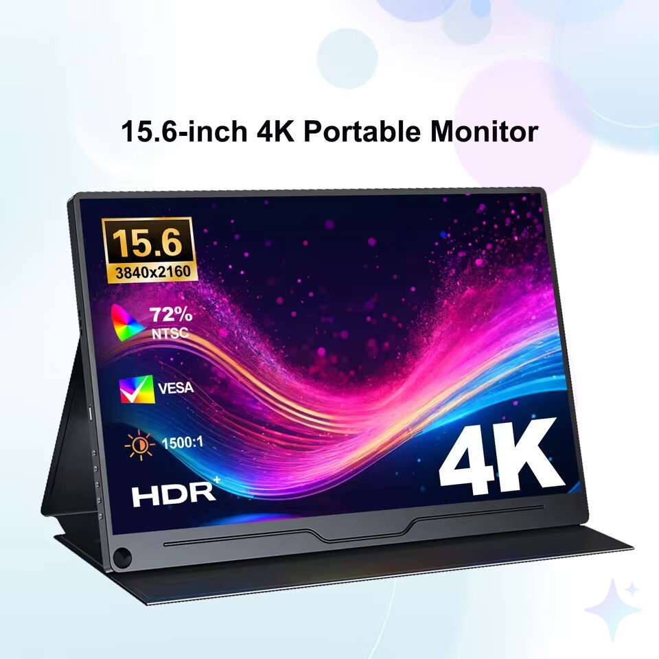 15.6" 4K Portable Monitor – Ultra-Slim UHD IPS Travel Display with USB-C & HDMI